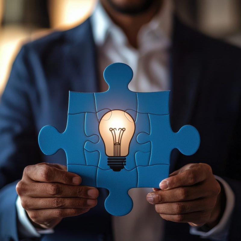 closeup-businessperson-holding-puzzle-piece-with-glowing-lightbulb-symbolizing-innovation
